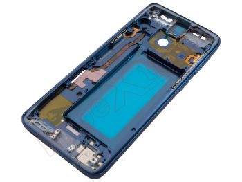 Carcasa frontal / central con marco azul "Coral blue" con botones laterales para Samsung Galaxy S9, SM-G960F